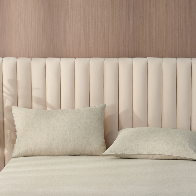 Natural linen pillowcases with soft folds